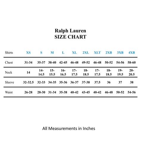 ralph lauren 2xb size chart.